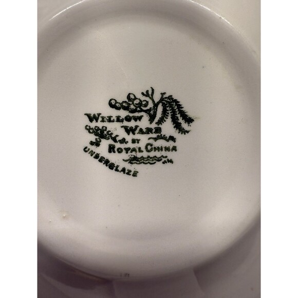 Set of 3 Willow Ware Royal China 6.25” round Blue & white bread Plates vintage - Picture 2 of 10